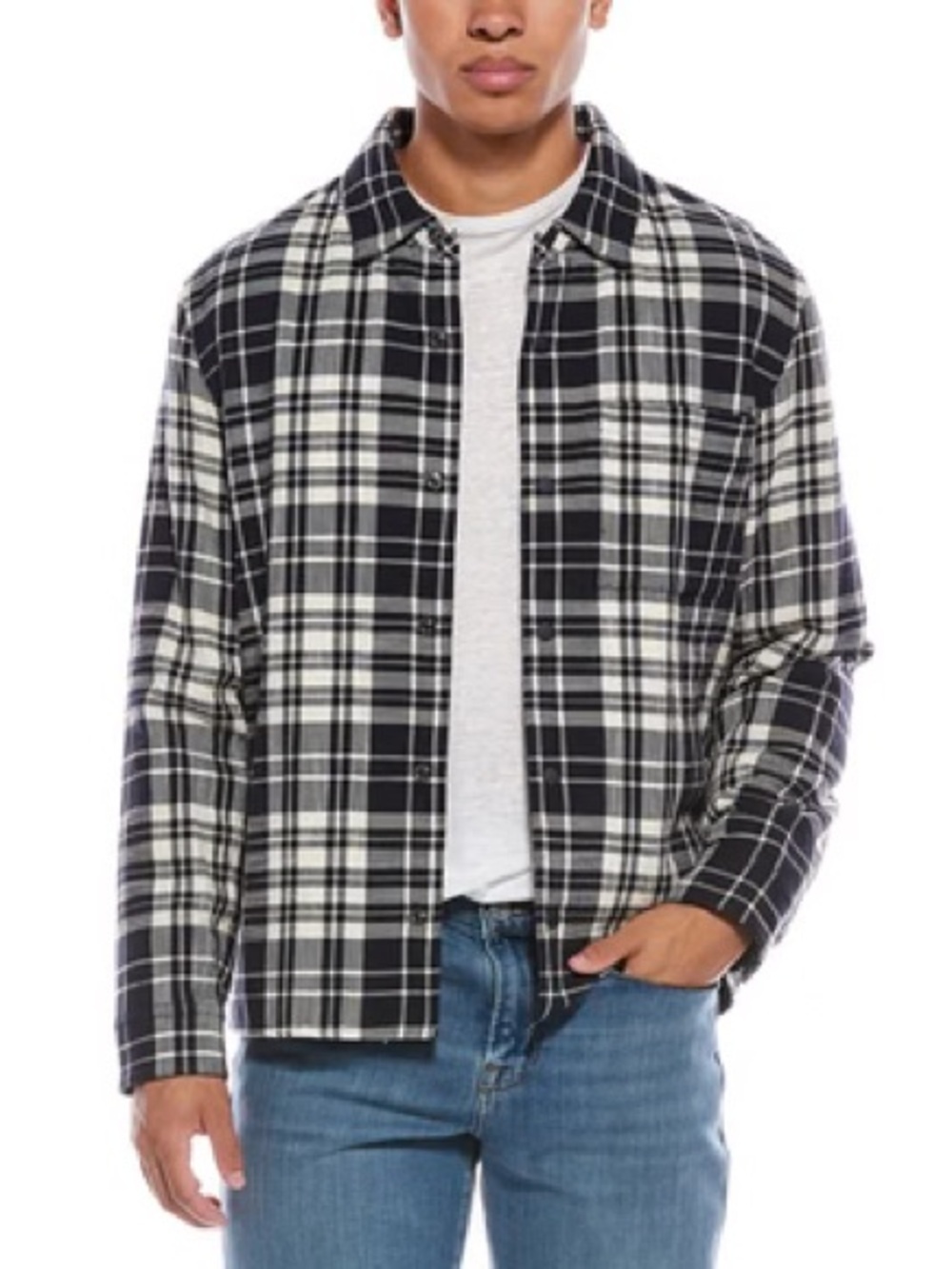 Vince Men's Plaid Snap-Front Shirt Jacket size M